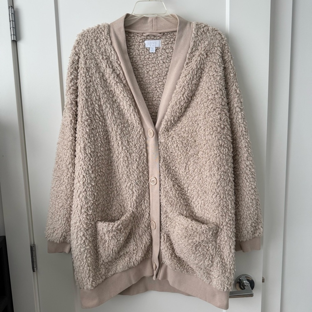 GAP Beige Sherpa-Lined Cardigan